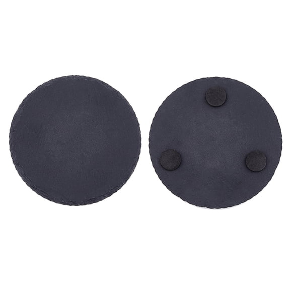 2pcs 2pcs Round Slate Slabstone Cup Mats Bulk Slate Stone Cup Coaster Black Stone Drinks Coasters for Drinks Cups Bar Kitchen Home Decor