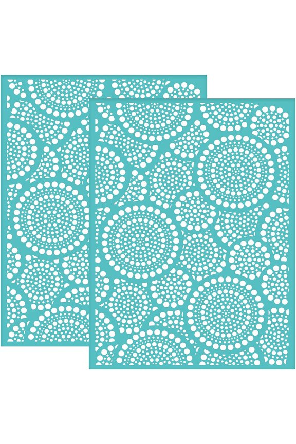 2pcs 2pcs Silk Screen Printing Stencils Abstract Circles Pattern Self Adhesive Mesh Transfers Stencil Reusable Round Silkscreen Stencils for Printing on Wood T-Shirts Bags - 19.5x14cm