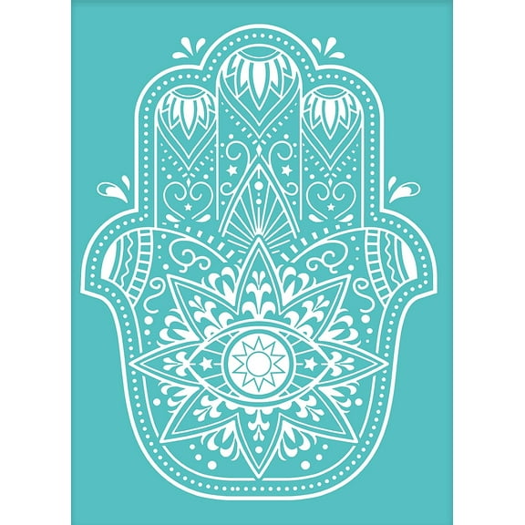 2pcs 2pcs Silk Screen Stencils Hamsa Hand Pattern Self-Adhesive Stencils Reusable Silk Screen Printing Stencil for Painting on Wood Making DIY Decoration - 5.5x7.7inch