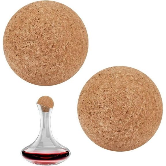 2pcs 3.1 Inch Wooden Cork Ball Stopper for Wine Decanter Carafe Bottle Replacement BurlyWood Wine Cork Ball Spherical Wine Bottle Stopper for Wide Mouth Bottle Glass Bottle Accessories Beige
