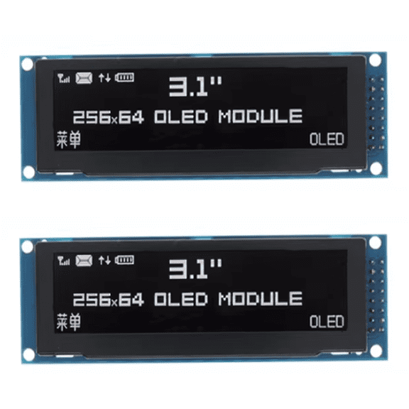 2pcs 3.12 Inch OLED Display 256x64 SSD1322 Driver Graphic LCD Module Parallel/SPI Soldering Pin for /C51 White