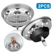 2pcs 3.15" Kitchen Sink Stopper, Stainless Steel Drain Filter Universal Sink Strainer Basket with Rubber Stopper