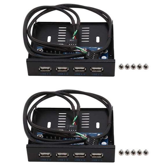 2pcs 3.5 Inch Floppy Bay 4 Ports USB 2.0 Hub USB2.0 Front Panel Expansion Adapter Connector Bracket with 9Pin Cable,Black