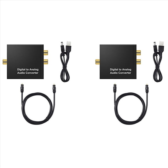 2pcs 3.5mm Jack Coaxial Optical Fiber Digital to Analog Audio AUX L/R Converter Digital Audio Decoder Amplifier,2 x Converter 2 x USB cable 2 x Optical cable 2 x Specification,Black