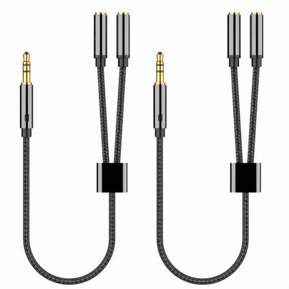 2pcs 3.5mm Male to Double Female Audio Cable Headphone Splitter for High Fidelitys Sound Sharing in Music and Movies
