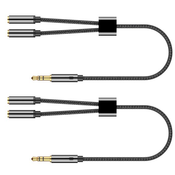 2pcs 3.5mm Male to Double Female Cable Headphone Splitter for High Fidelitys Sound Sharing in Music and Movies