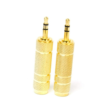 2pcs 3.5mm Plug Male to 6.35mm Female Jack Audio Headphone Converter Adapter