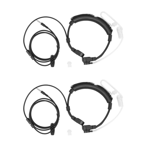2pcs 3.5mm Plug -Throat Microphone Earphone Covert Adjustable Covert Air Tube Headset with Throat Mic