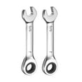 thumbnail image 1 of 2pcs 3/8 Inch Ratcheting Combination Wrench Cr-V Ratchet Box Ended and Open End 72 Teeth 12 Point Anti-slip Stubby with Mirror Polish for Tight Space, 1 of 7