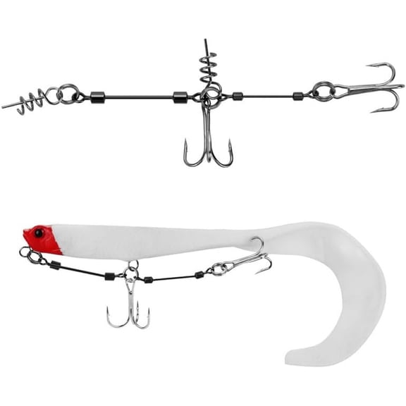 2pcs 3.9" Hook Fishing Stinger Rig Soft Bait System Shallow Pike Wire Trace Leader