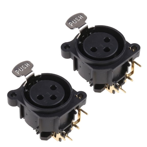 2pcs 3-Pole XLR Female Jack Panel Mount Chassis Socket Connector For Mic Guitar