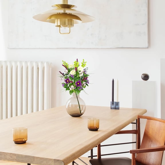 2pcs of 30 Stem Artificial Flowers Morning Glory & Ranunculus Bush Spring Faux Flower Arrangement for Indoor Wedding Home Decor, Cemetery Decorations, Violet