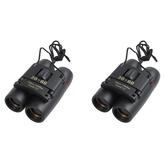 2pcs 30 x 60 Zoom Mini Compact Binoculars Telescopes Day and Night Vision,2 x Binocular 30X60 with coated optics 2 x Carrying Pouch 2 x Polishing Cloth,Black