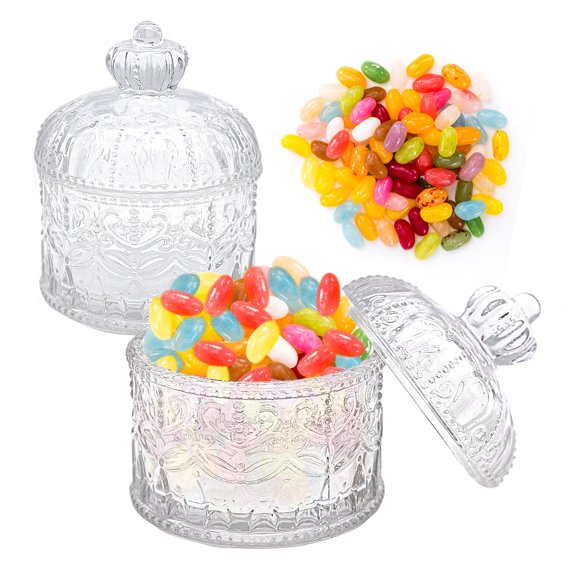2pcs 300ml Crystal Glass Tins Multipurpose Storage Jars with Lid Organizer Pantry Cans Candy Tin