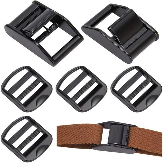 2pcs 304 Stainless Steel Cam Lock Lever Buckles for Belt Adjustable Metal Buckle Fasteners with 4pcs Lock Slider Buckle for DIY Webbing Handmade Metal Craft Accessories Project Black