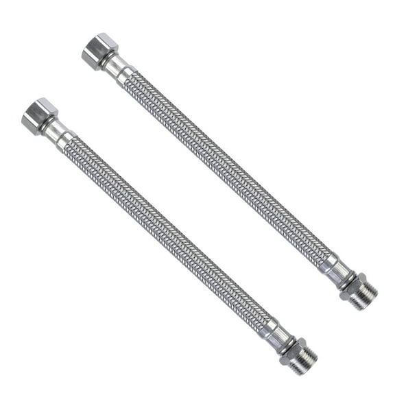 2pcs 304 Stainless Steel Flexible Pipe Water Heater Connector Hose 3/8 Inch Suitable for Faucet Water Heater Connection