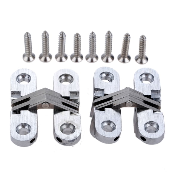 2pcs 304 Stainless Steel Hidden Hinges Invisible Concealed Folding Door Hinge for Kitchen Furniture Hardware with Screws
