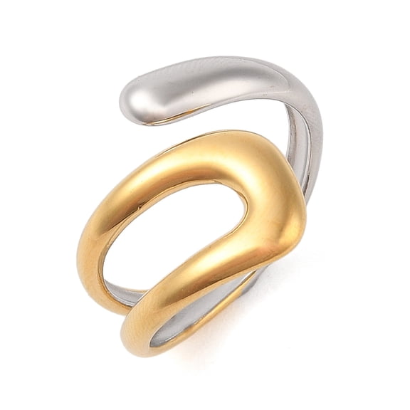 2pcs 304 Stainless Steel Open Cuff Rings for Women Real 18K golden Plated Inner Diameter: 18mm