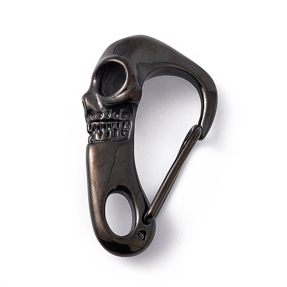 Gate Key Chain 2pcs 304 Stainless Steel Push Gate Snap Keychain Clasps Skull Gunmetal ...