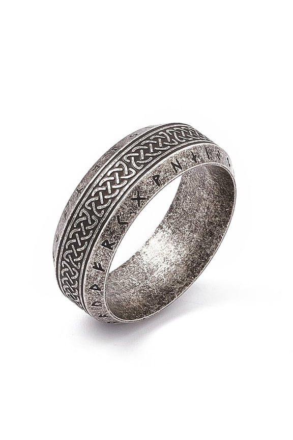 2pcs 304 Stainless Steel Sailor's Knot Finger Ring Words Odin Norse Amulet Jewelry for Women Men Silver Inner Diameter: 18.8mm