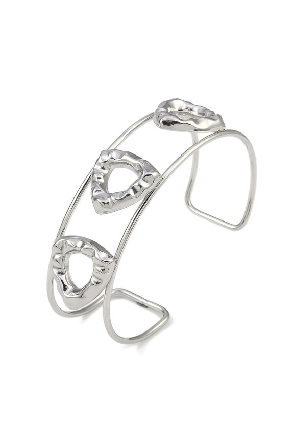 2pcs 304 Stainless Steel Wide Textured Open Cuff Bangles Triangle 2-1/2~2-3/4 inch(6.5~7cm)x1-7/8 inch(4.7cm)