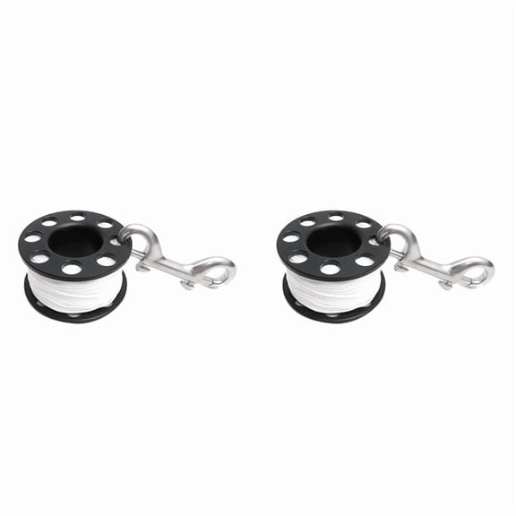 2pcs 30M Scuba Diving Spool Finger Reel with Stainless Steel Double Ended Hook SMB Equipment Cave Dive