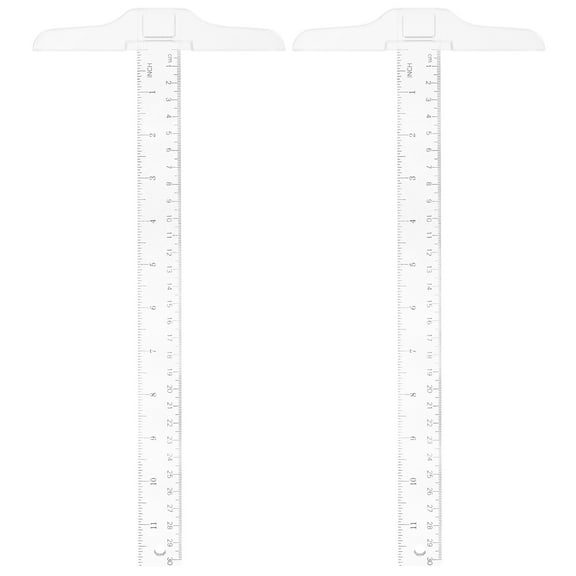 2pcs 30cm T-Square Double Side Scale Plastic Measuring Tool T Shape Ruler for Drafting and General Layout Work (inch, cm)