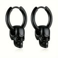 thumbnail image 1 of 2pcs 316L Stainless Steel Trendy Vintage Skull Earrings For Men, Punk Gothic Hoop Earrings Hyposensitization Piercing jewelry, 1 of 6