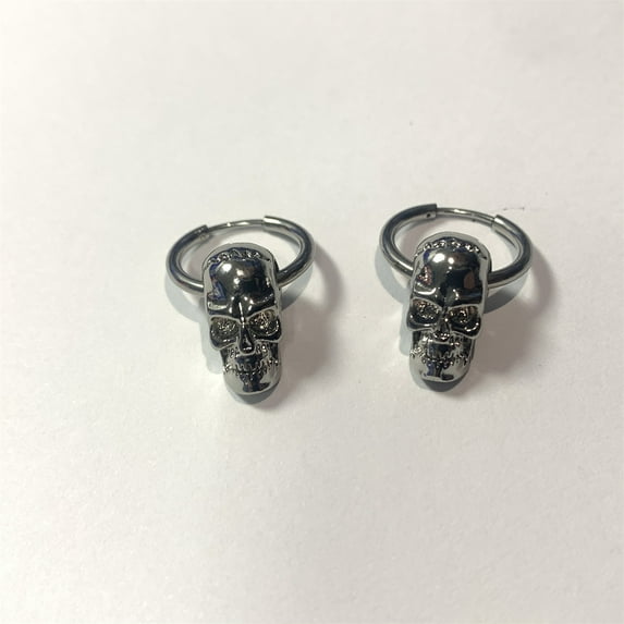 2pcs 316L Stainless Steel Trendy Vintage Skull Earrings For Men, Punk Gothic Hoop Earrings Hyposensitization Piercing jewelry