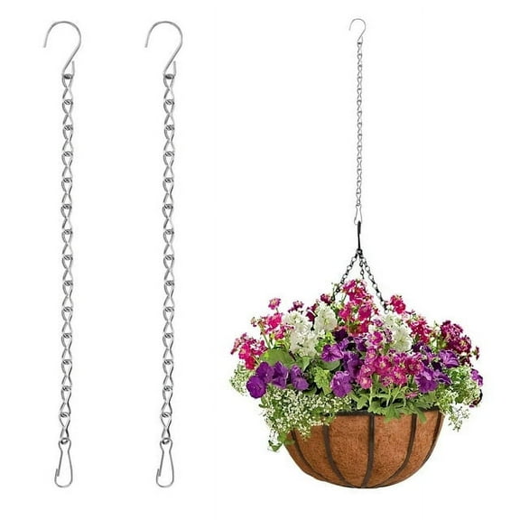 2pcs 35" Hanging Chains with Hooks for Bird Feeders, Planters, Lanterns, and Wind Chimes, Holds up to 24lbs, (White)