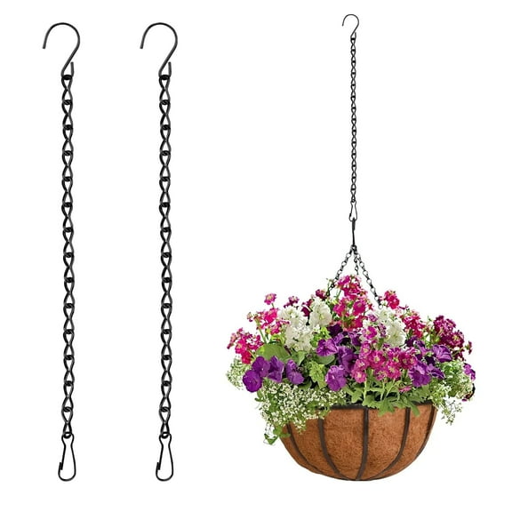 2pcs 35" Hanging Chains with Hooks for Bird Feeders, Planters, Lanterns, and Wind Chimes, Holds up to 24lbs