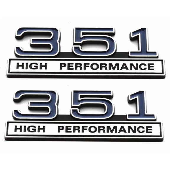 2pcs 351 5.8 Liter Engine High Performance Emblems Badge 3D Decals Stickers Cars Trucks (Chrome Blue) VT4