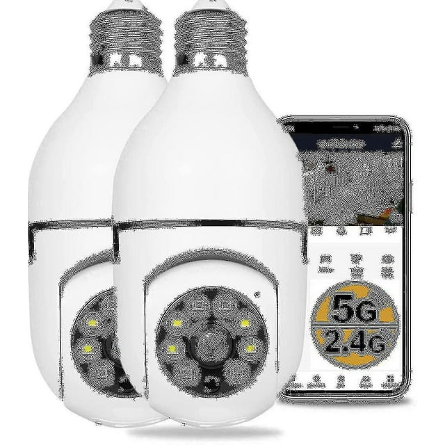 2pcs 360 Degree Security Cameras Wireless Outdoor, Wifi Light Bulb 