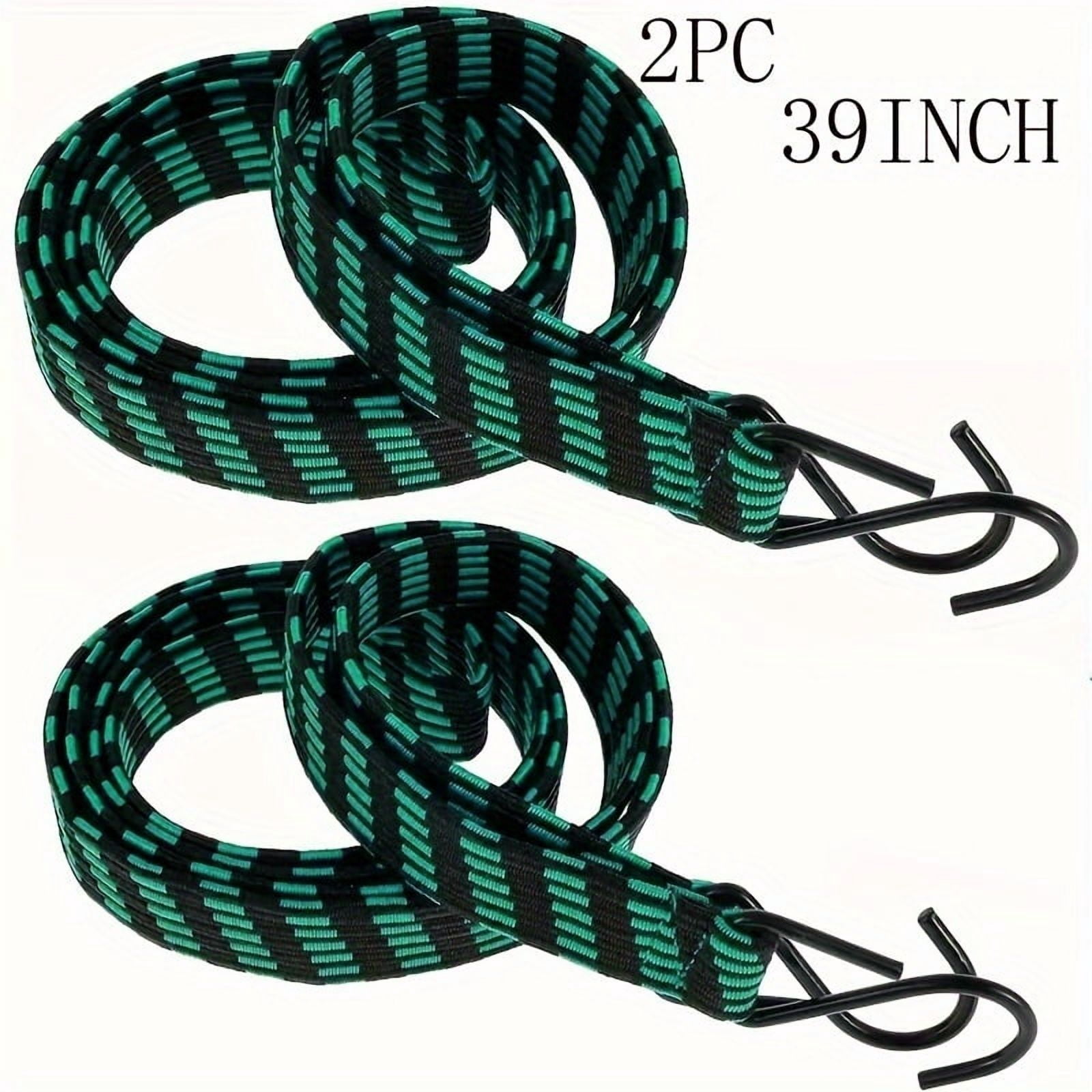 2pcs 39inch/78.7inch Bungee Cords, Elastic Bungees Cords with Hooks, Heavy Duty Luggage Bungee Straps, Anti-slip Flat Elasticity Rope for Motorcycle Bicycles