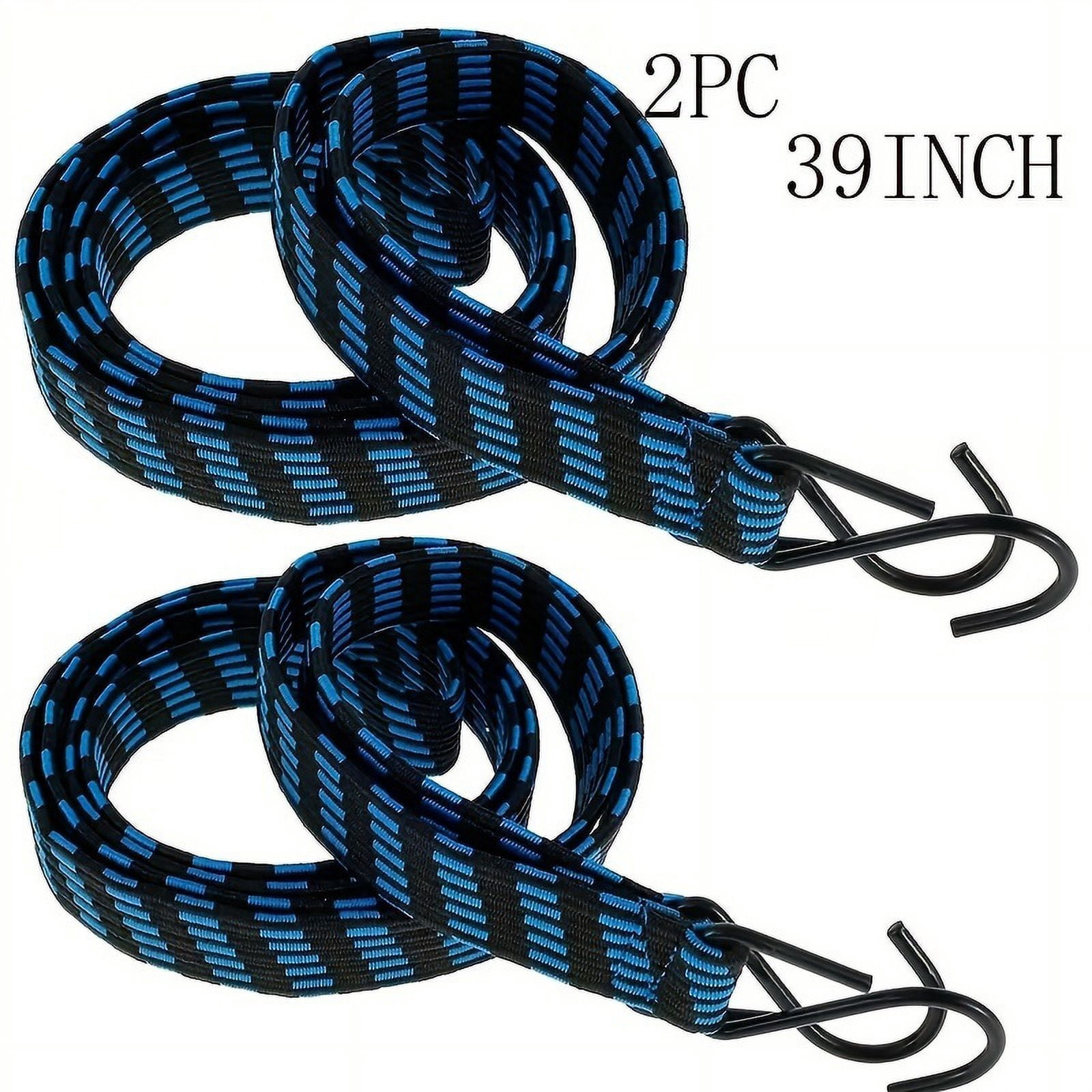 2pcs 39inch/78.7inch Bungee Cords, Elastic Bungees Cords with Hooks, Heavy Duty Luggage Bungee Straps, Anti-slip Flat Elasticity Rope for Motorcycle Bicycles