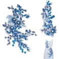 thumbnail image 1 of 2pcs 3D Blue Flowers Beads Patches Embroidery Lace Trims with Sequins Rhinestone Patch, 1 of 9