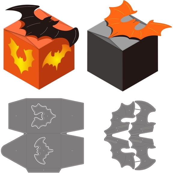 2pcs 3D Box Die Cut Metal Paper Cutting Dies Stencils 3D Bat Candy Gift Box Metal Embossing Stencils Template for Paper Card Making DIY Scrapbooking Album Craft Decor for DIY