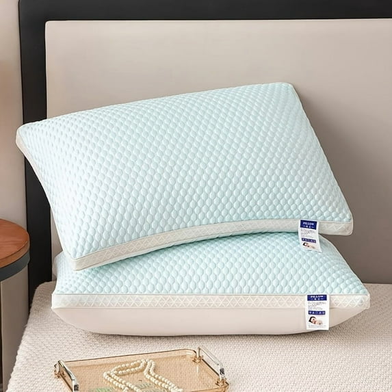 2pcs 3D Ice Pillow - Hypoallergenic Cooling Neck Support Pillow with Breathable Cube Design, No Sagging, 100% Polyester, Gray Bohemian Style for Adults, Perfect Holiday Gift for Parents & Friends