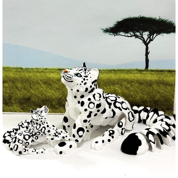 2pcs 3D Printed Animal Creatures, Articulated Leopards Fidget Animal for Home/Office Desk Decoration