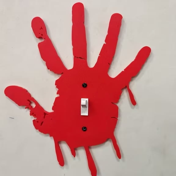 2pcs 3D Printed Bloody Handprint Light Switch Covers - Spooky Halloween Decor for Haunted Spaces