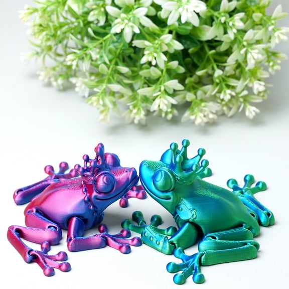 2pcs 3D Printed Frog Couple,Flexible Joint Animal lacertid Figurines,Realistic Eyes, Home Office Decor,Fidget Toy for Adults Teens Boy Festival Gifts
