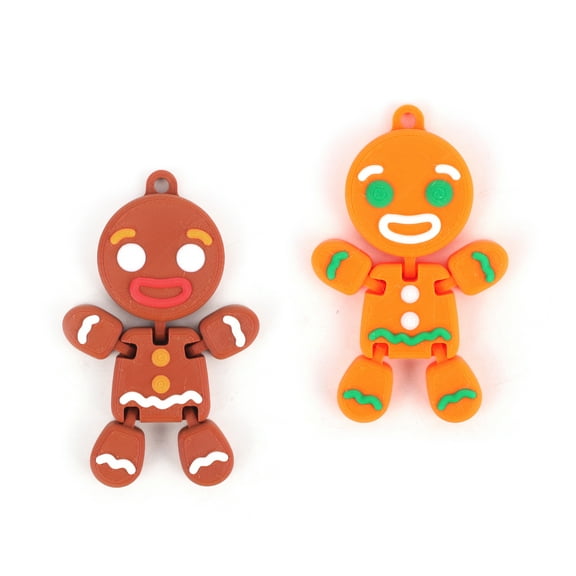 2pcs 3D Printed Gingerbread Man,Christmas tree decorations, Home decorations, Tabletop decorations, Keychain decorations