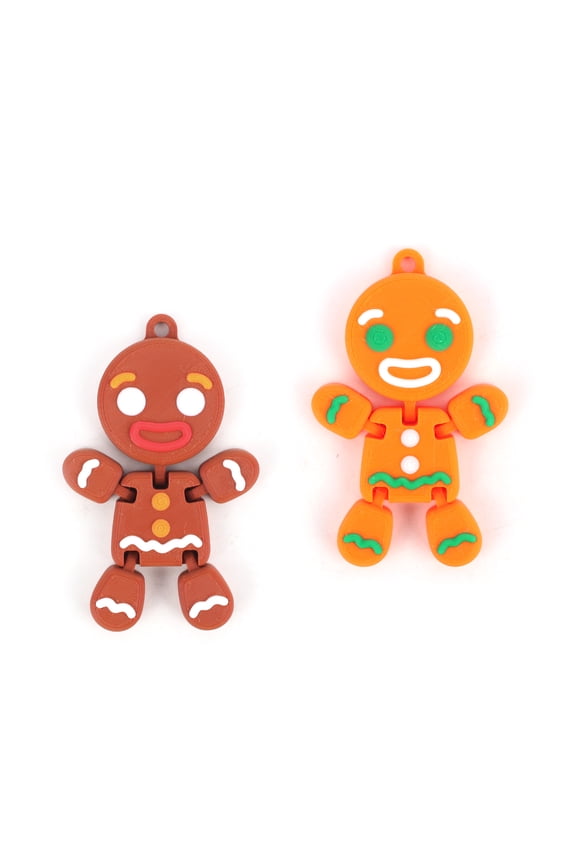 2pcs 3D Printed Gingerbread Man,Christmas tree decorations, Home decorations, Tabletop decorations, Keychain decorations