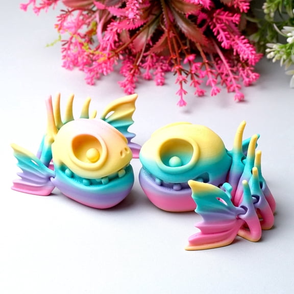 2pcs 3D Printed Skeleton fish,Flexible Joint Animal lacertid Figurines,Realistic Eyes, Home Office Decor,Fidget Toy for Adults Teens Boy Festival Gifts