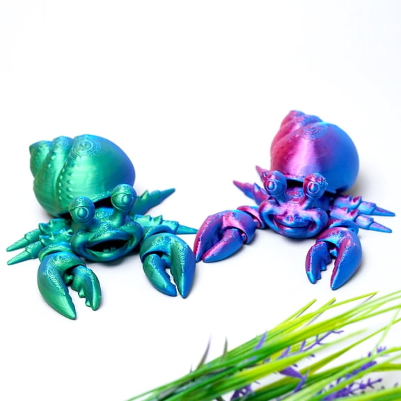 2pcs 3D Printed hermit crab,Flexible Joint Animal lacertid Figurines,Realistic Eyes, Home Office Decor,Fidget Toy for Adults Teens Boy Festival Gifts