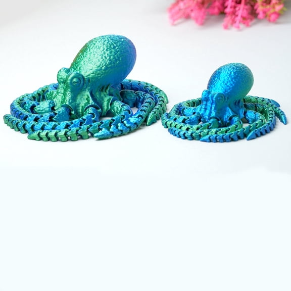 2pcs 3D Printed octopus,Flexible Joint Animal lacertid Figurines,Realistic Eyes, Home Office Decor,Fidget Toy for Adults Teens Boy Festival Gifts