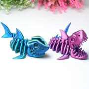 2Pcs 3D Printed Shark, Flexible Joint Lacertid Figurine, Home & Office Decor, Fidget Toy for Adults & Teens, Festival Gift