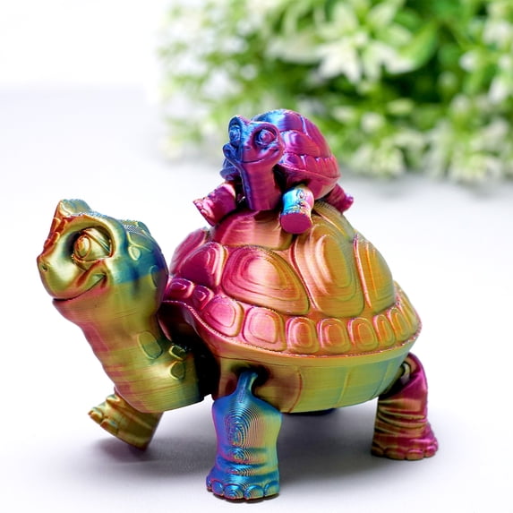 2pcs 3D Printed tortoise,Flexible Joint Animal lacertid Figurines,Realistic Eyes, Home Office Decor,Fidget Toy for Adults Teens Boy Festival Gifts