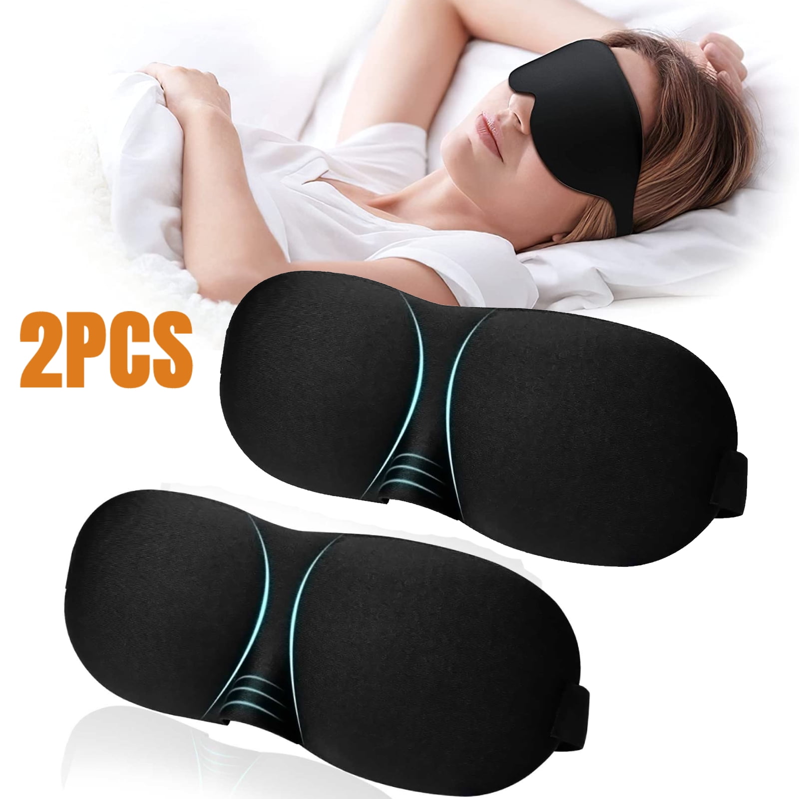 2pcs 3D Sleep Eye Mask, TSV 100% Light-Blocking Blindfold for Men Women,  Adjustable Night Eyeshade for Travel, Office 