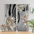 thumbnail image 1 of 2pcs 3D Three-dimensional Flower Pattern Curtains For Living Room Grommet Top Window Treatment Set for Study Room and Home Decor, 1 of 5